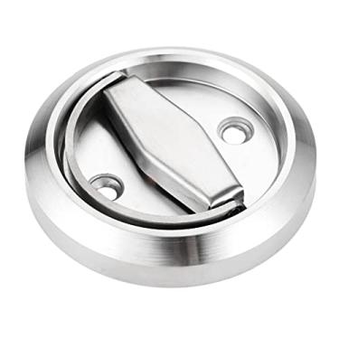 Imagem de 1 pç puxador invisível prata porta armário gaveta puxa móveis de aço inoxidável alça de puxar redonda embutida trinco
