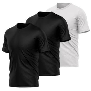 Imagem de Kit 3 Camisetas Masculina Dry Manga Curta Proteção UV Slim Fit Básica Academia Treino Fitness-Masculino