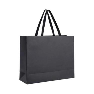 Imagem de Sacola De Papel Kraft Preta Premium Para Casamento, Natal, Festas, Doc