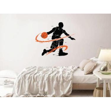 Imagem de adesivo de parede esporte basquete bola jogador nba decoração quarto s