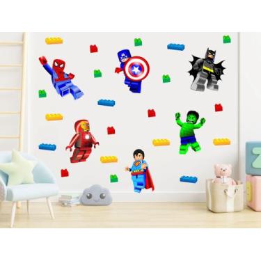 Imagem de adesivo de parede lego vingadores heróis quarto infantil decoração fil