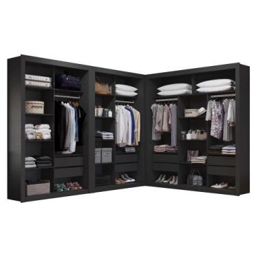 Imagem de Closet Modulado 8 gavetas 15 Prateleiras 100% MDF Amoudi Móveis, Preto