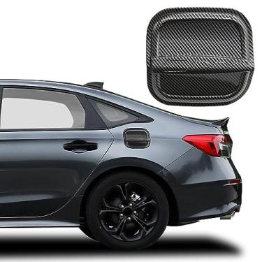 Imagem de Para Honda Civic 11º 2023 2022 acessórios para carro tampa do tanque de combustível acabamento tampa de gás óleo adesivo decoração exterior - fibra de carbono