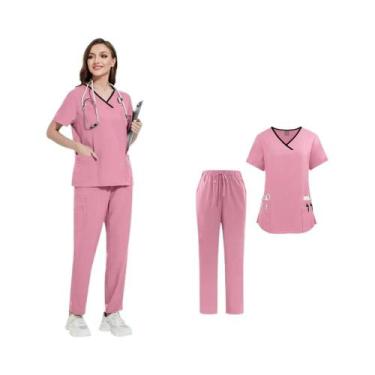 Imagem de Conjunto De Uniforme De Enfermagem Feminino Leve E Fino Com Manga Curt