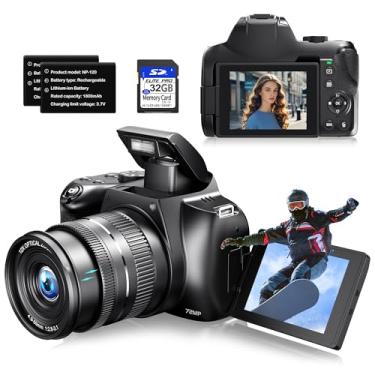 Imagem de Câmera digital 4K para fotografia e vlog, zoom óptico de 12x, câmera de foco automático de 72 MP com controle de aplicativo WiFi, tela flip de 180°, lente grande angular e macro, cartão SD de 32 GB