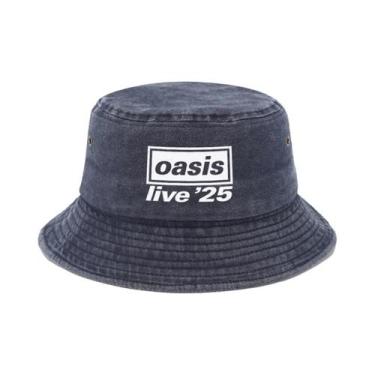 Imagem de Chapéu Bucket De Denim Lavado Com Estampa Retrô, Proteção UV, Moda Ao 