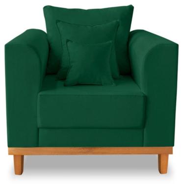 Imagem de Poltrona Estofada Decorativa Beny Tecido Suede Verde