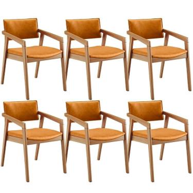 Imagem de Kit 06 Cadeiras Para Sala De Jantar Estar Living Giorgia B04 Couríssimo Whisky