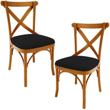 Imagem de Kit 02 Cadeiras Para Sala De Jantar E Estar Living Estofada ávila L02 Suede Preto - Lyam