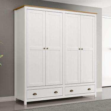 Imagem de Guarda-roupa 4 Portas 2 Gavetas Branco/freijó Topázio Madeira Pinus - Finestra