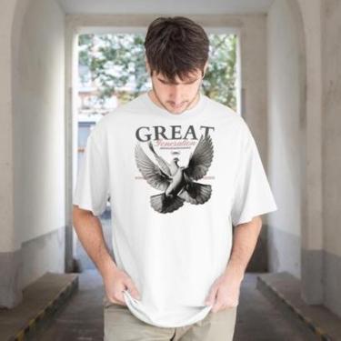 Imagem de Camiseta Masculina Básica Manga Curta Estampada Moderna Malha Algodão Ajustável do P ao G1-Masculino