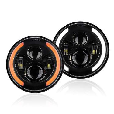 Imagem de Farol LED Redondo de 7 Polegadas Diruição Super Brilhante e Econômico à Prova Choque Adequado para Motos