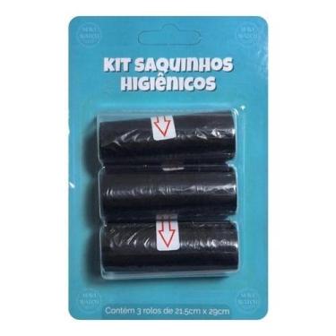 Imagem de Saquinhos Higiênicos Pet Kit com 3 Rolos Plástico para Coleta de Fezes