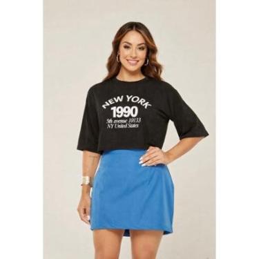 Imagem de Cropped Oversize D Bell Outlet Fashion New York Preta-Feminino