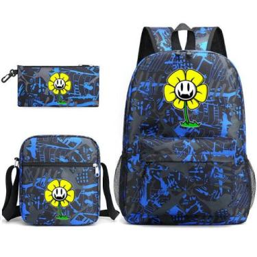 Imagem de Conjunto de mochila Undertales de 3 peças para nylon escolar 32x13x45c