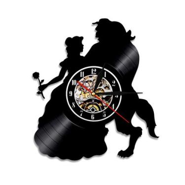 Imagem de Relógio de parede Beautys and Beasts, disco de vinil, anime, 30 cm - y