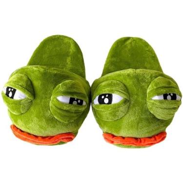 Imagem de Chinelos Sad Frog Warm Cozy Anime Plush Home 28 cm - Yiweisai