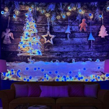 Imagem de Lâmpada UV de parede de árvore de Natal de tapeçaria fluorescente 150x
