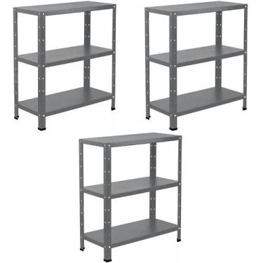 Imagem de 3 Estantes Armário De Aço Multiuso 60cm Resistente 3 Bandejas Para Loj