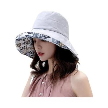 Imagem de Chapéu Bucket Feminino De Aba Larga Dupla Face, Estilo Pescador, Com P