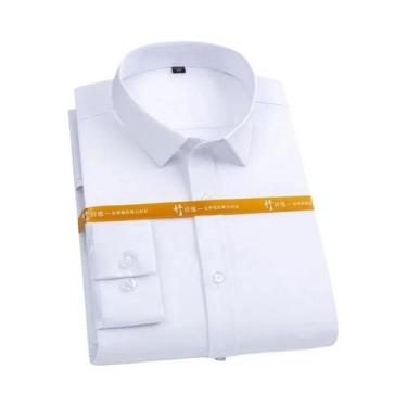 Imagem de Camisa Social Masculina Branca Slim Fit De Fibra De Bambu Antirrugas M