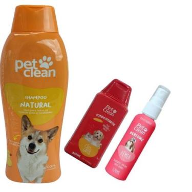 Imagem de Kit POP Pet Clean Shampoo + Perfume + Condicionador Pet Cães, Natural 