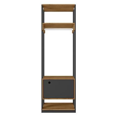 Imagem de Guarda Roupa Modulado Closet Titan 1 Porta de Bater MDP Preto Velluto- Freijó PR Móveis