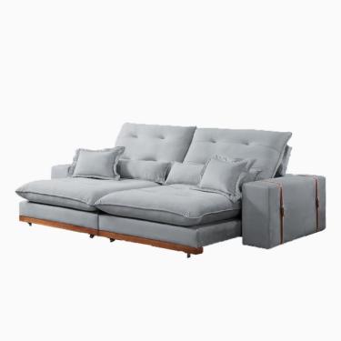 Imagem de Sofá Retrátil E Reclinável Toronto 2,50 Tecido Linho Cinza Claro D Vitrine