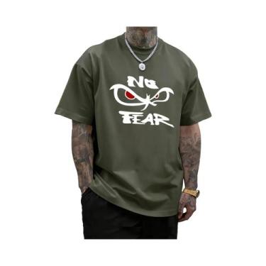 Imagem de Camiseta Masculina Oversized De Algodão Com Estampa 'No Fear' E 'Deter
