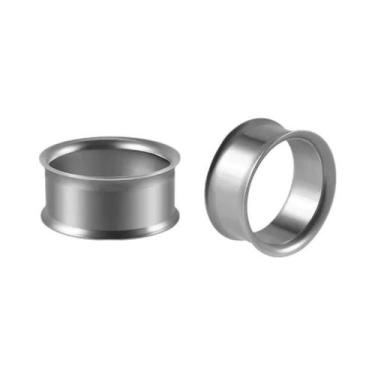 Imagem de Alargadores De Orelha Duplamente Flareados Em Titânio Prateado, Calibr