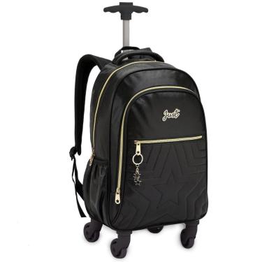 Imagem de Mochila C/ 4 Rodinhas Infantil Menina Bolsa Escolar Metálica-Feminino