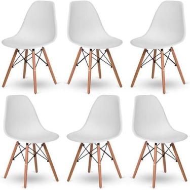 Imagem de Conjunto com 6 Cadeiras Eiffel Brancas  Design Moderno com Base de Mad