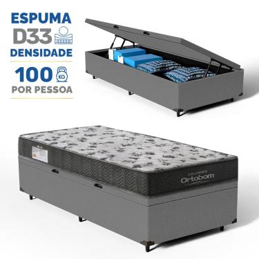 Imagem de Cama Box Baú com Colchão Ortopédico Ortobom de Espuma D33 ISO 100 Solteiro 78cm