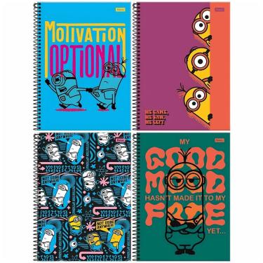 Imagem de Caderno Espiral Capa Dura 10 Matérias Foroni Minions com 160 Folhas Pautadas Formato 200X275MM 01 Unidade