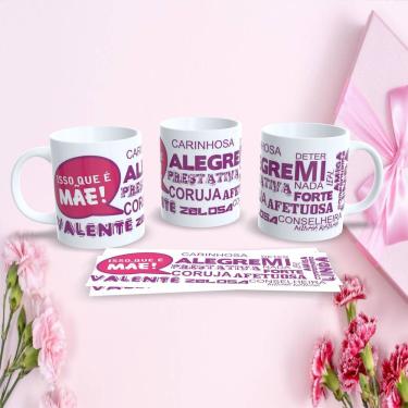 Imagem de Caneca de Porcelana 325ML Mães Estampa 94 para Presente Dia das Mães Temática Branco Outras Marcas
