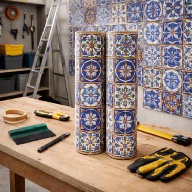 Imagem de Kit 2 Papel de Parede Adesivo Azulejo Português 45cm x 5m - Casita