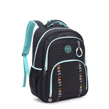 Imagem de Mochila Juvenil Feminina Love Matelassê Kika KK24M07 Cor:Verde, Verde