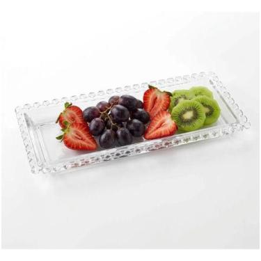 Imagem de Travessa De Vidro Cristal Coração Retangular 30cm Lyor Luxo Branco