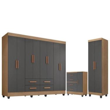 Imagem de Guarda Roupa Casal Porto com Cômoda Lite 4 Gavetas 01 Porta e Armário 