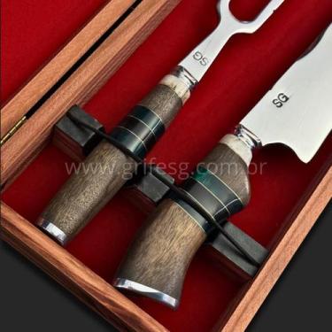 Imagem de Conjunto Churrasco SG Inox 5mm com Caixa de Madeira - SG Facas Artesan