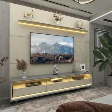 Imagem de Rack com Painel para TV até 90 Polegadas com LED 100% MDF 219cmx240cm 