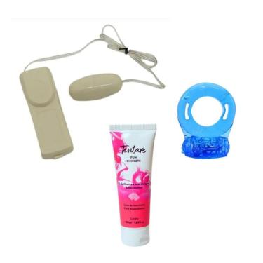 Imagem de Kit Cápsula Multivelocidades, Anel Peniano com Vibração e Lubrificante Fun Chiclete em...