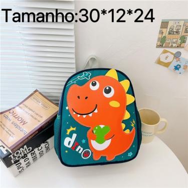 Imagem de Mochila Infantil Escolar OEM Dinossauro 050 Laranja com Estampa Temática e Alças Ajustá...