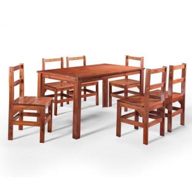 Imagem de Conjunto Sala de Jantar 1 Mesa Tampo Madeira Maciça Quadrado 6 Cadeira