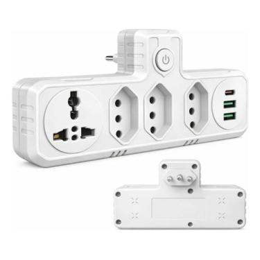 Imagem de Conector De Extensão Portátil 4 Universal Plug Carregador Rápido 2 Usb