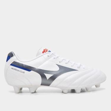 Imagem de Chuteira Campo Mizuno Morelia Club Unissex, Branco, Chumbo, 43