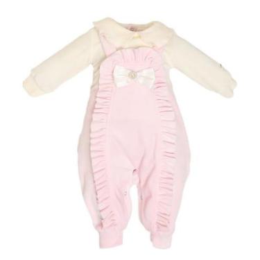 Imagem de Macacão Plush Luxo Bebê Menina Inverno Babadinho Lessa B8886 - Lessa K