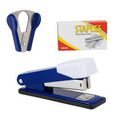Imagem de Kit Grampeador e Extrator de Grampos 3 Peças Azul - Quanhe