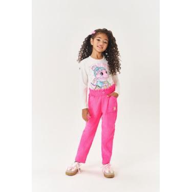 Imagem de Calça Infantil Menina Veludo Rosa Neon Mundo Cinti, Rosa neon, 8