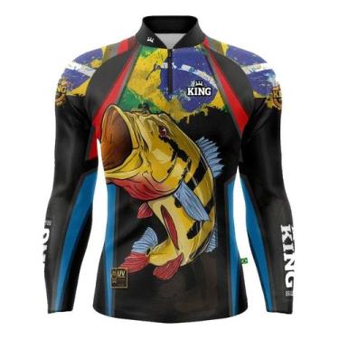 Imagem de Camisa Pesca Camiseta Manga Longa Proteção UV 50 King Brasil, Kff107, 